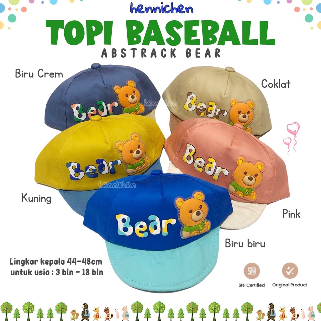 TOPI ANAK ABSTRACK BEAR TOPI ANAK IMPORT 3D TOPI ANAK UNISEX CNA