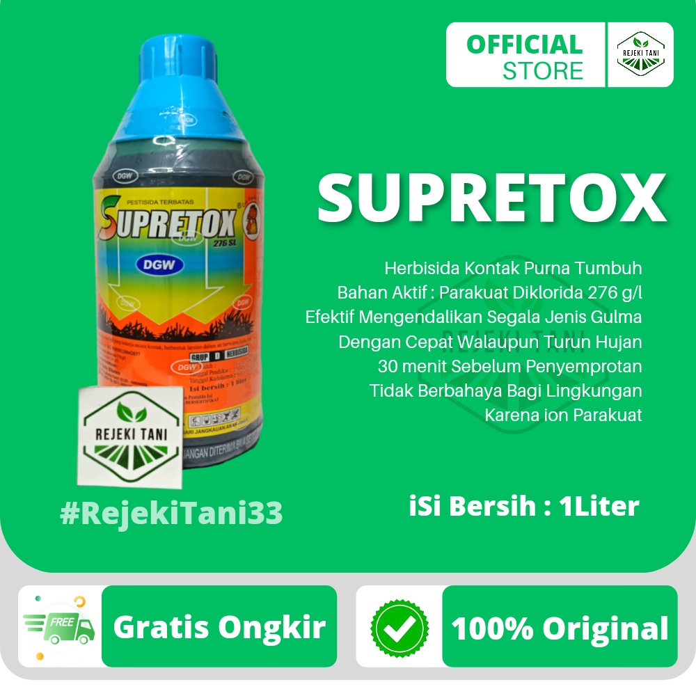 Herbisida SUPRETOX 276SL 1L Pembasmi Rumput Liar Gulma SUPERTOX Obat Mematikan Racun Kontak Rumput G