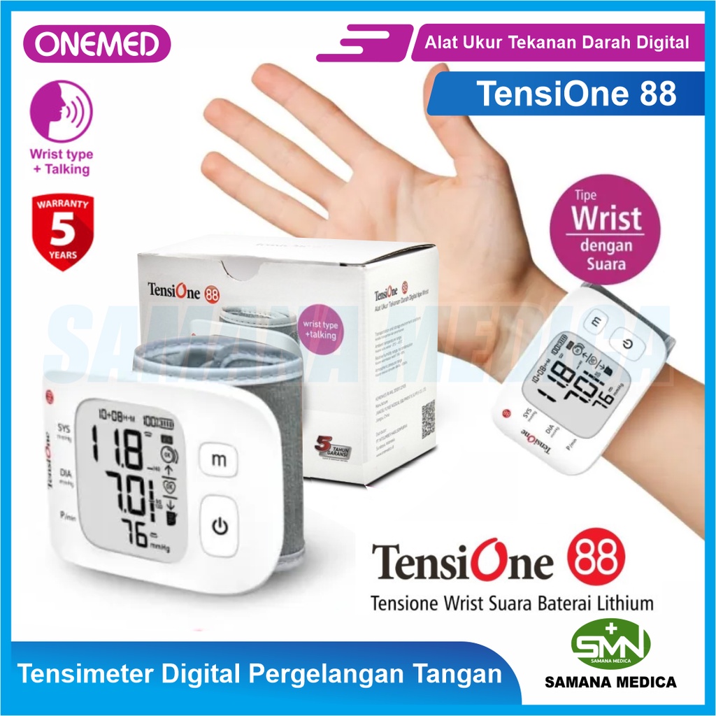 Tensimeter Wrist Digital TensiOne 88 Pergelangan Tangan ONEMED Alat Ukur Tekanan Darah Digital Tipe Wrist