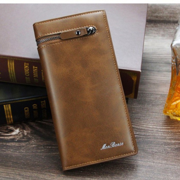 Dompet Pria Panjang Kulit Lipat Panjang Lipat Menbense 3C Hitam Hitam M4V4 Dompet elegant Murah Simp