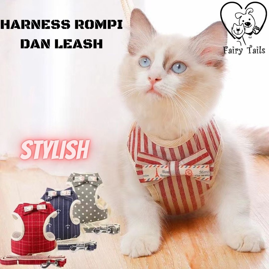 Harness Tali Tuntun Anjing Kucing Rompi Model Gentleman Bowtie Jas Elegan/Pet Harness Elegant Bowtie Leash for Dog and Cat