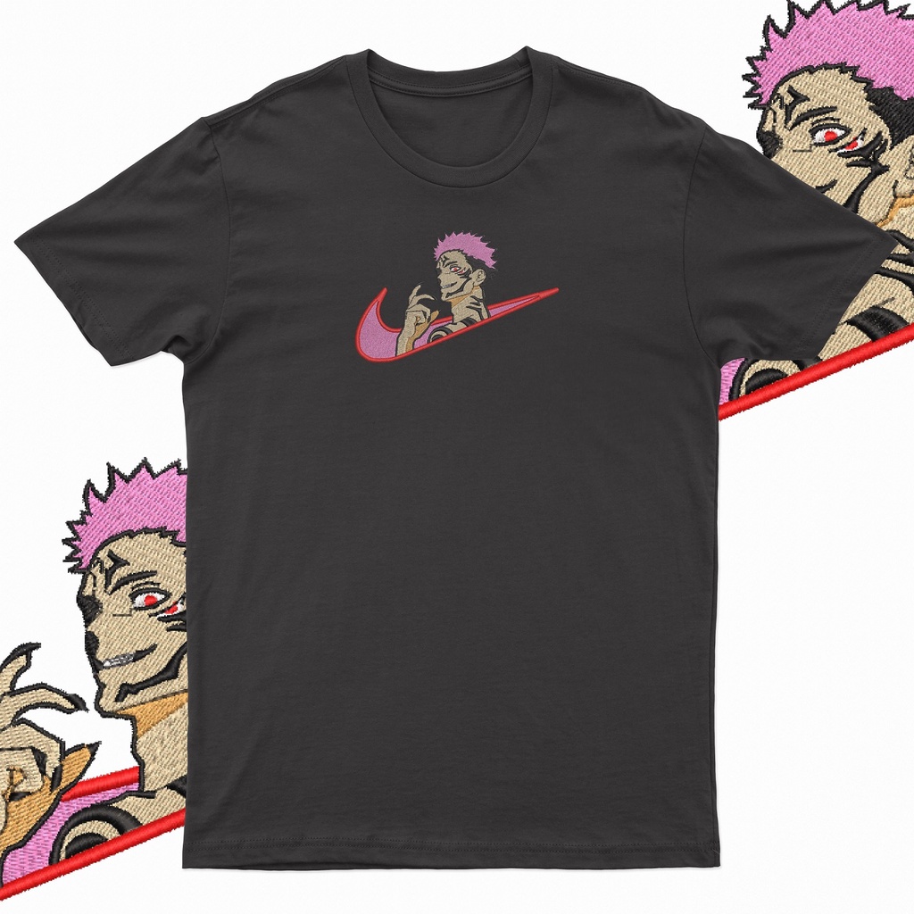 Kaos bordir anime sukuna  jujutsu kaisen x nike parody