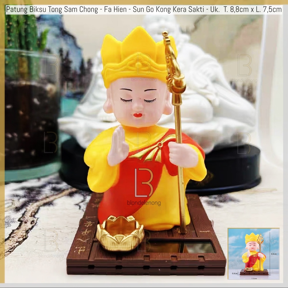 Pajangan Patung Hiasan Biksu Dewa Tongkat Sun Go Kong Wukong Sungokong Julaihut Maitreya Milefo Gelang Tasbih Kalung Necklace Buddha Budha Amitabha Statue Figure Fortune Rejeki Rezeki Feng Shui Keberuntungan Goyang Dashboard Mobil Solar Baterai Kecil Mini