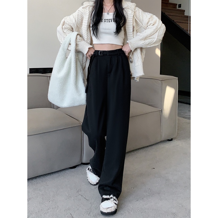 Celana Kulot Highwaist Wanita Terbaru Kekinian Celana Panjang Hitam Korean Style Pants Loose