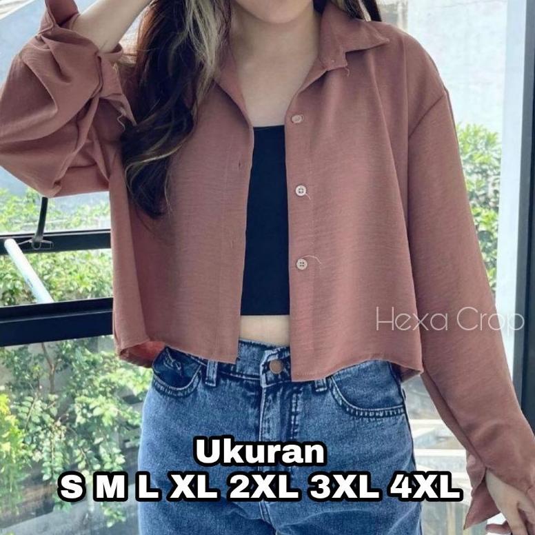 HARGA TERMURAAH Premium Series HEXA Crop Blouse Jumbo Big Size Ukuran S M L XL XXL XXXL 4XL 5L 2XL 3