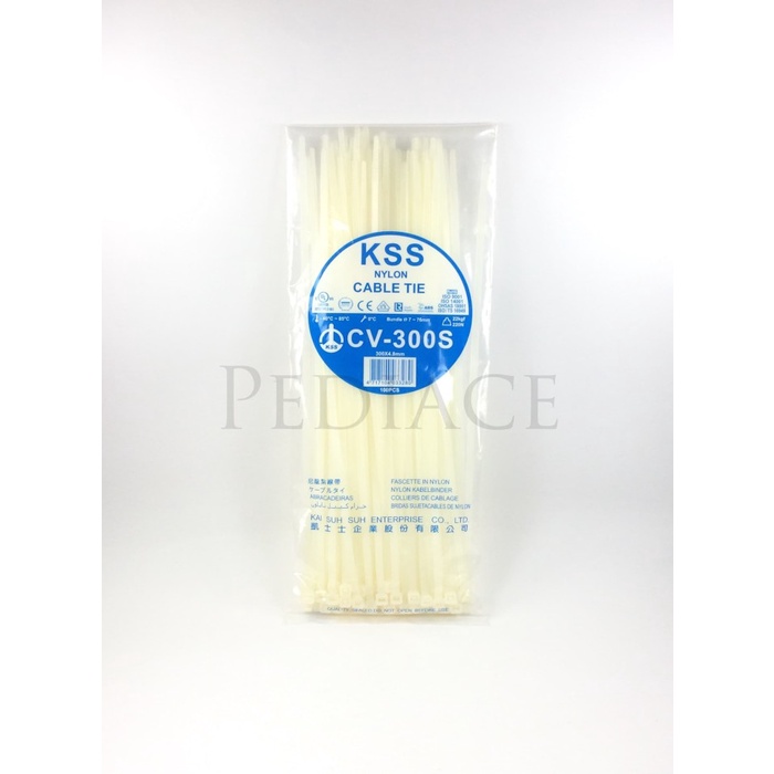 

Terlaris Kabel Ties 30Cm (300X4,8Mm) Kss Nylon Cable Tie Cv-300S Taiwan 100Pcs