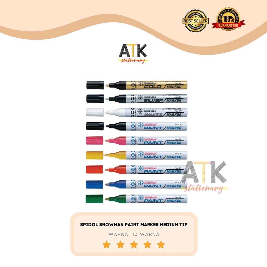 

Spidol Snowman Permanent Paint Marker Medium Tip Warna Warni atk
