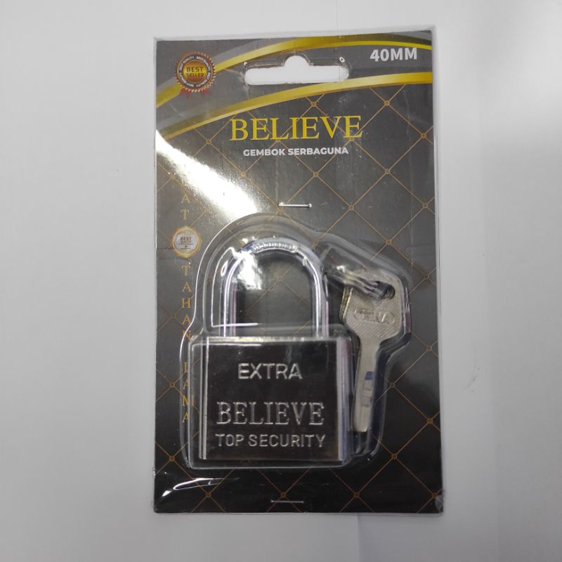 Gembok BELIEVE Leher Panjang Pendek 40 mm