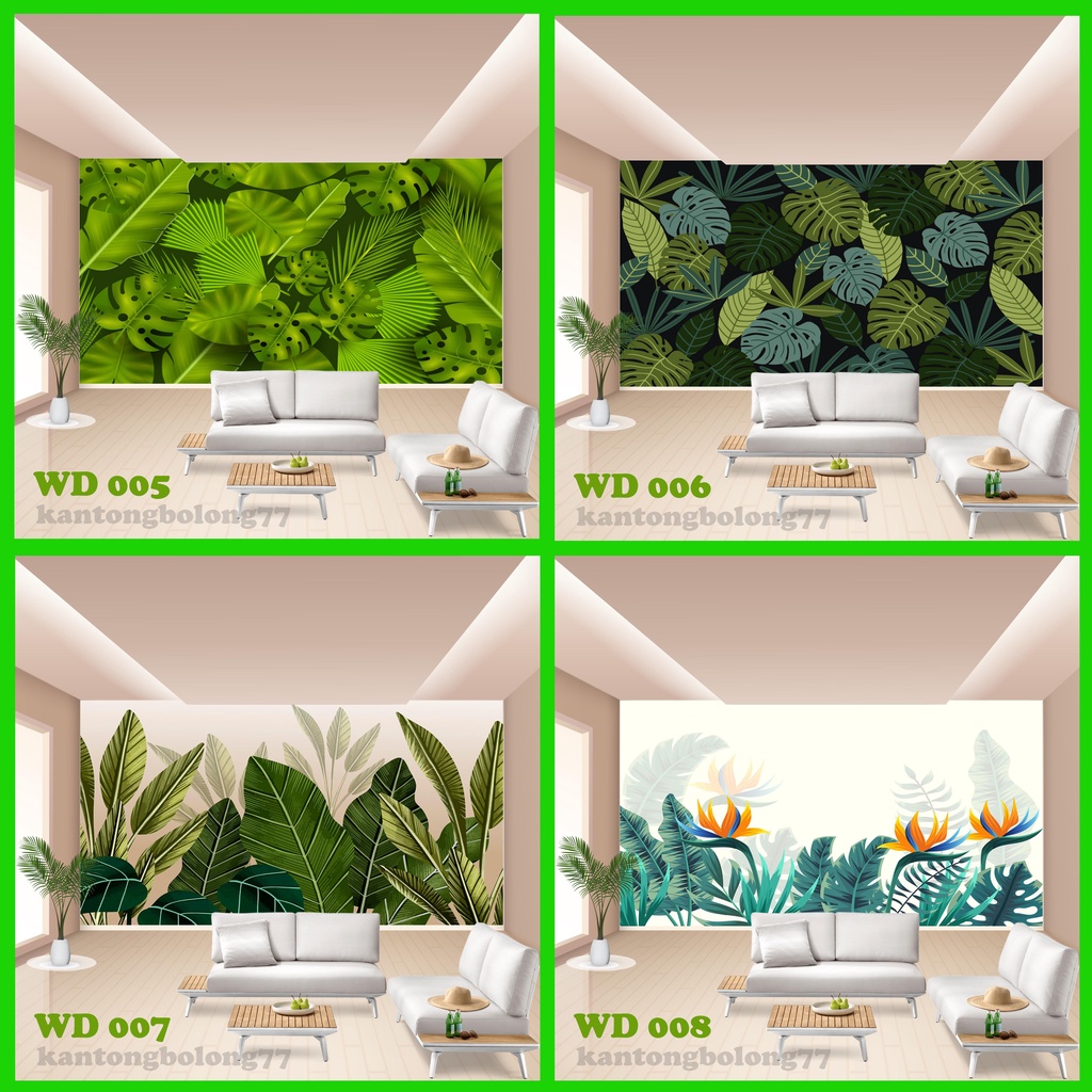 WALLPAPER DINDING 3D CUSTOM DAUN WALL STIKER DEKORASI HIASAN DINDING WALLPAPER 3D MOTIF DAUN