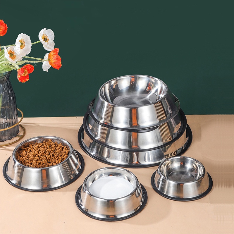 Mangkuk Stainless Kucing Anti Slip mangkok Anjing Besar Pet Bowl Hewan Wadah Tempat Makan