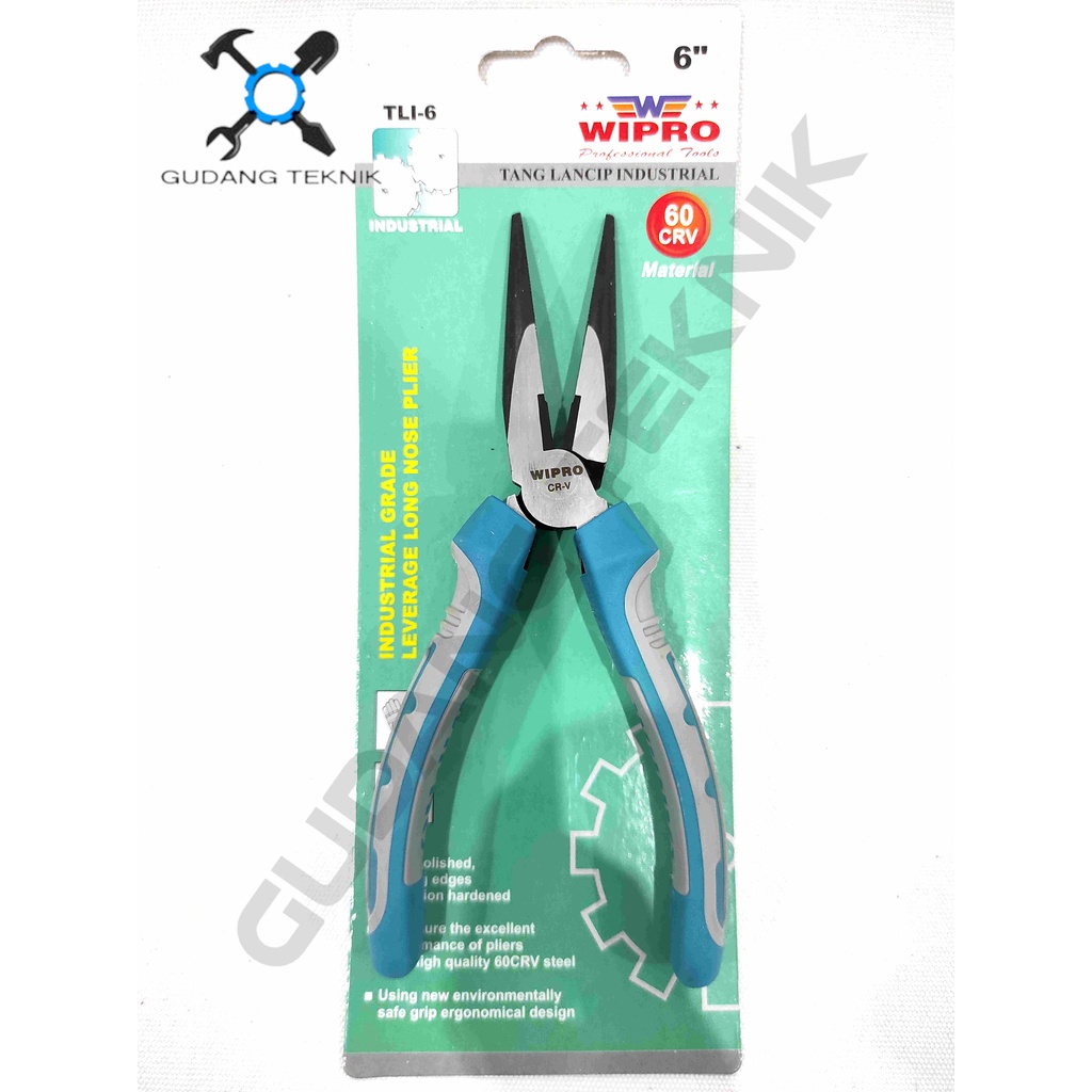 Tang Lancip 5&quot; 6&quot; 7&quot; 8&quot; WIPRO / Tang Jepit Lancip 5 6 7 8 Inch Gagang Karet - Long Nose Pliers WIPRO