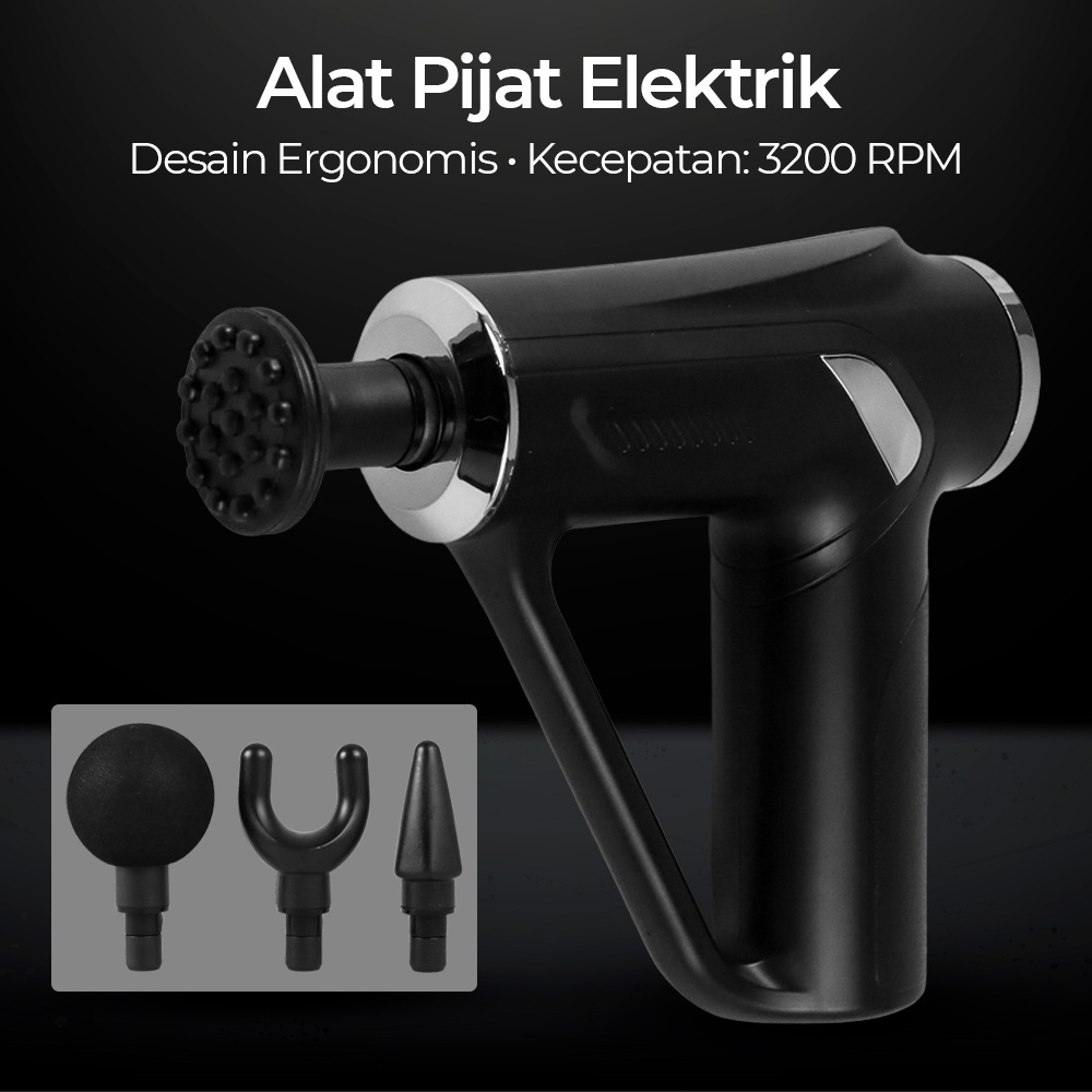 Alat Pijat Elektrik Pundak Punggung Massage Gun 3200RPM - HB-008 - Black