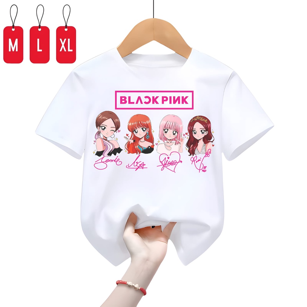 Hzl_outfit Baju Kaos Anak Perempuan B-PINK M,LXL