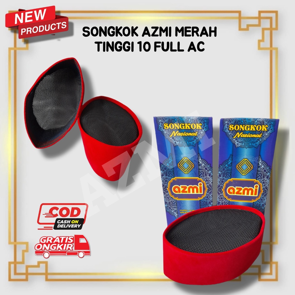 Peci Songkok Polos Songkok Nasional Merah Azmi Tinggi 10 Full AC Berkualitas!!!