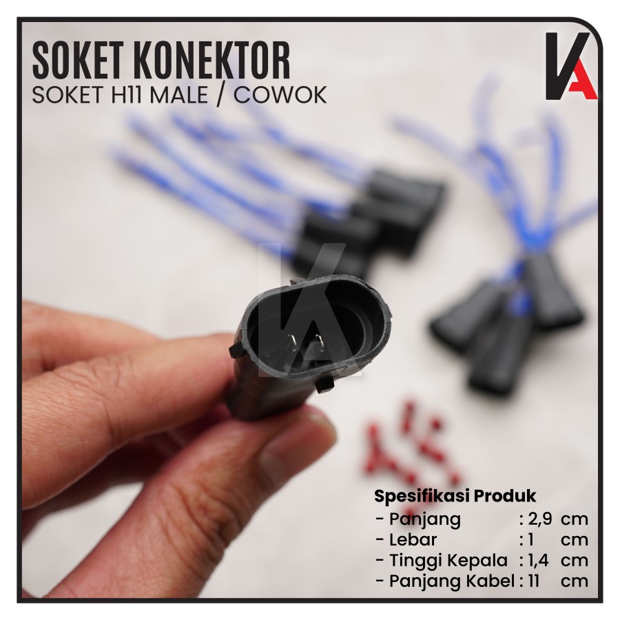 Socket Cable Foglamp / Soket Kabel Cowok / Male Lampu Kabut Tembak Mobil H11 / H16 / H8 / HB3