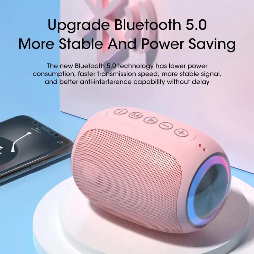 Speaker Bluetooth 5.0 Nirkabel RM 571 Led RGB Colors Portabel Subwoofer Kompatibel Luar Ruangan 9D Stereo Surround Mendukung AUX TF FM RADIO