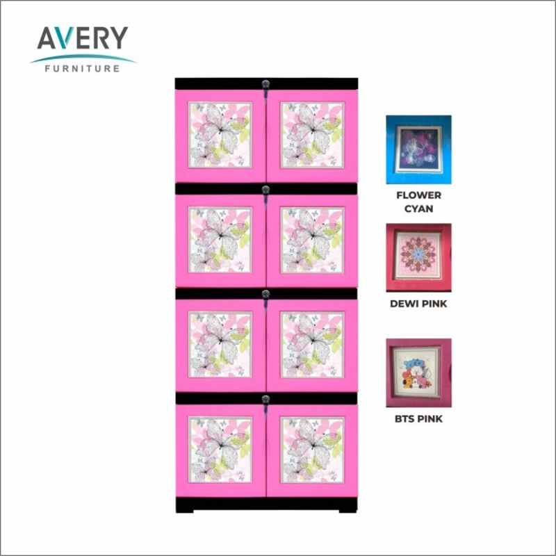 Avery Lemari Baju Anak Dewasa / Lemari Plastik / Lemari 4 Susun NT104