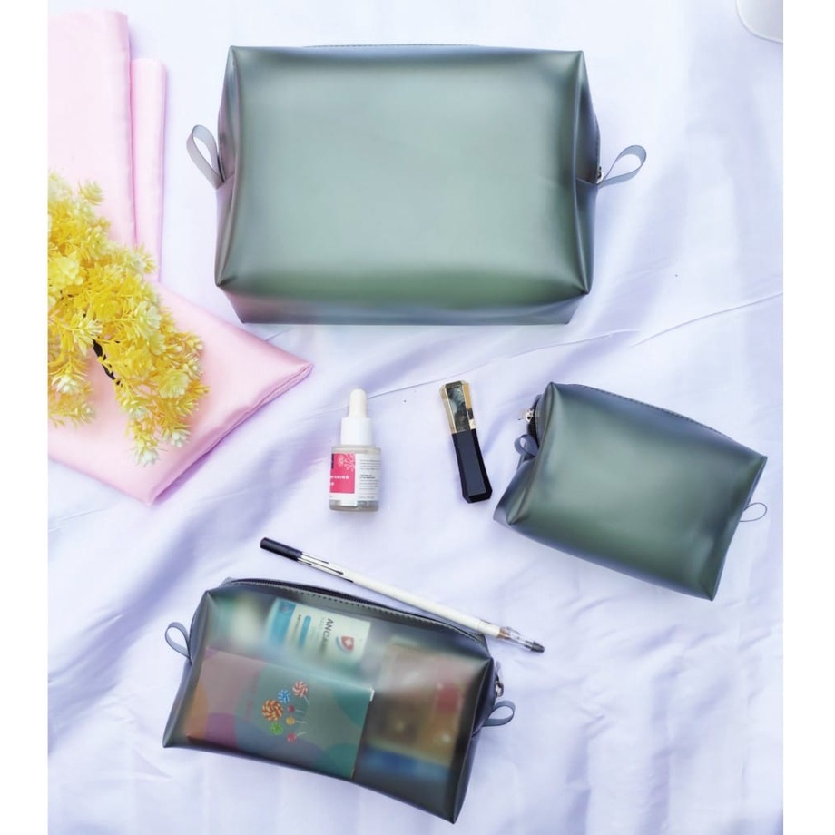 Pouch Transparant Makeup Cosmetic Travel / Dompet Kosmetik