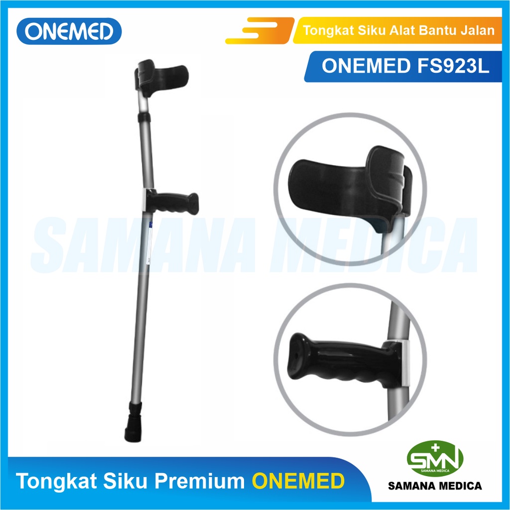 Tongkat Siku Elbow ONEMED FS923L Tongkat Siku Elbow - Cane Alat Bantu Jalan Pincang Aluminum Bisa Atur Tinggi