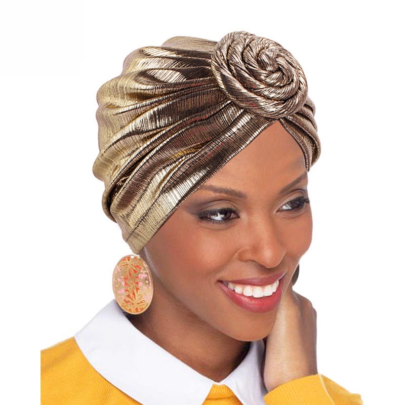 2022 Afrika Gaun untuk Wanita Afrika Bronzing Retro Sorban Hat Sorban Wrap Sorban Buatan Tangan Nige