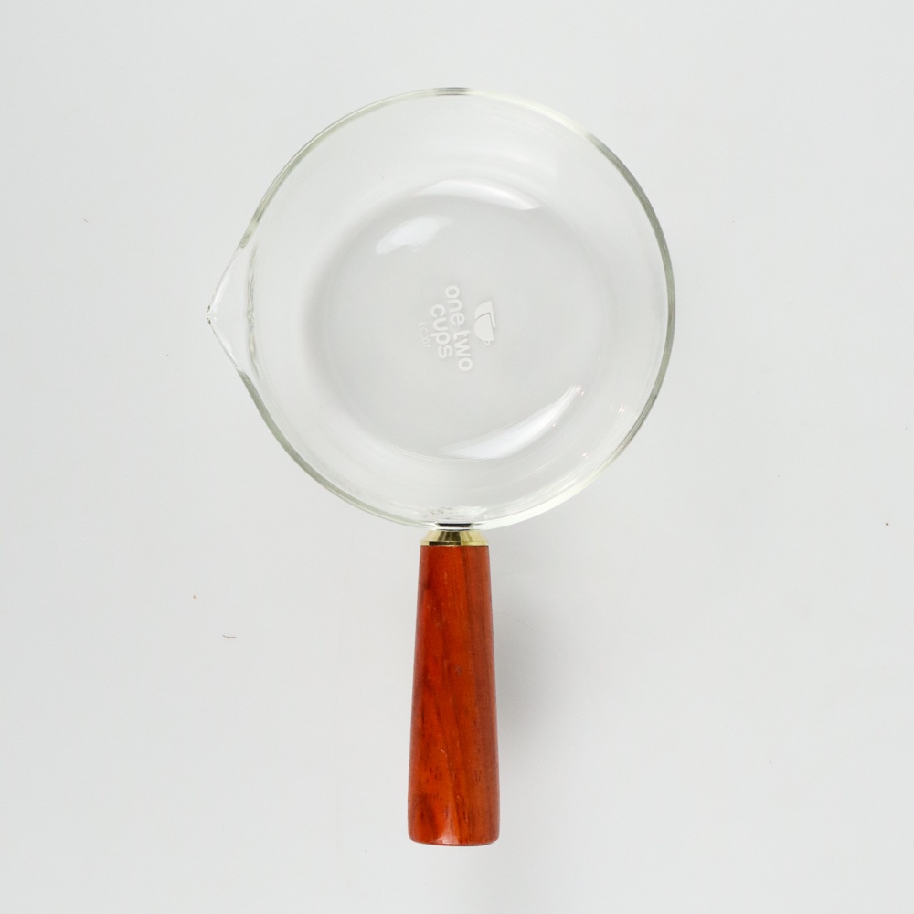 Panci Masak Kaca Gagang Kayu Glass Cooking Pot Wooden Handle 400 ml
