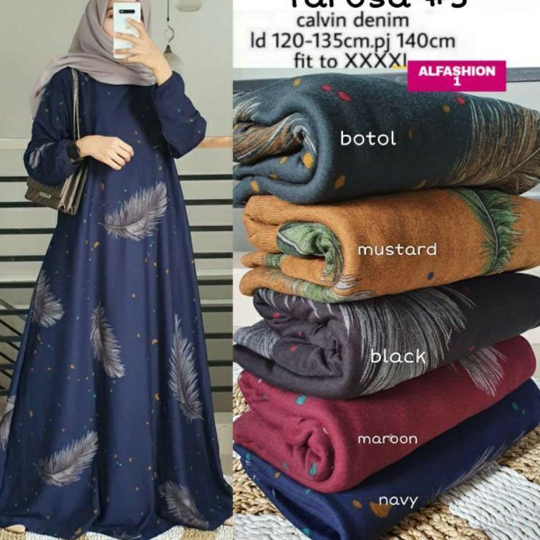 LANGSUNG ORDER TAROSA Maxy - LD120 Gamis Denim Diana Jumbo Bigsize Oversize Bumil / Dialova Maxy / R