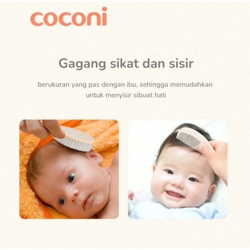 COCONI Baby Comb &amp; Hair Brush | Sisir Sikat Rambut Bayi 2 Pcs