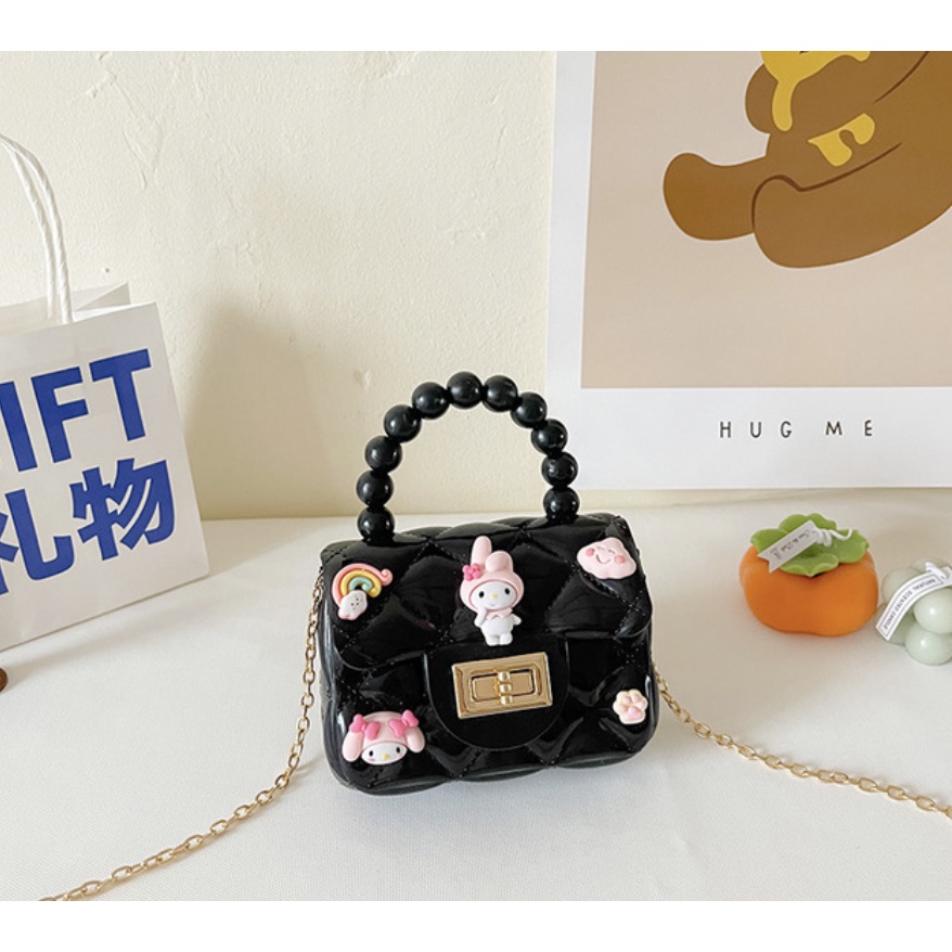 TAS SELEMPANG JELLY MINI MUTIARA BONEKA ANAK IMPORT KOREA STYLE 3D STIKER