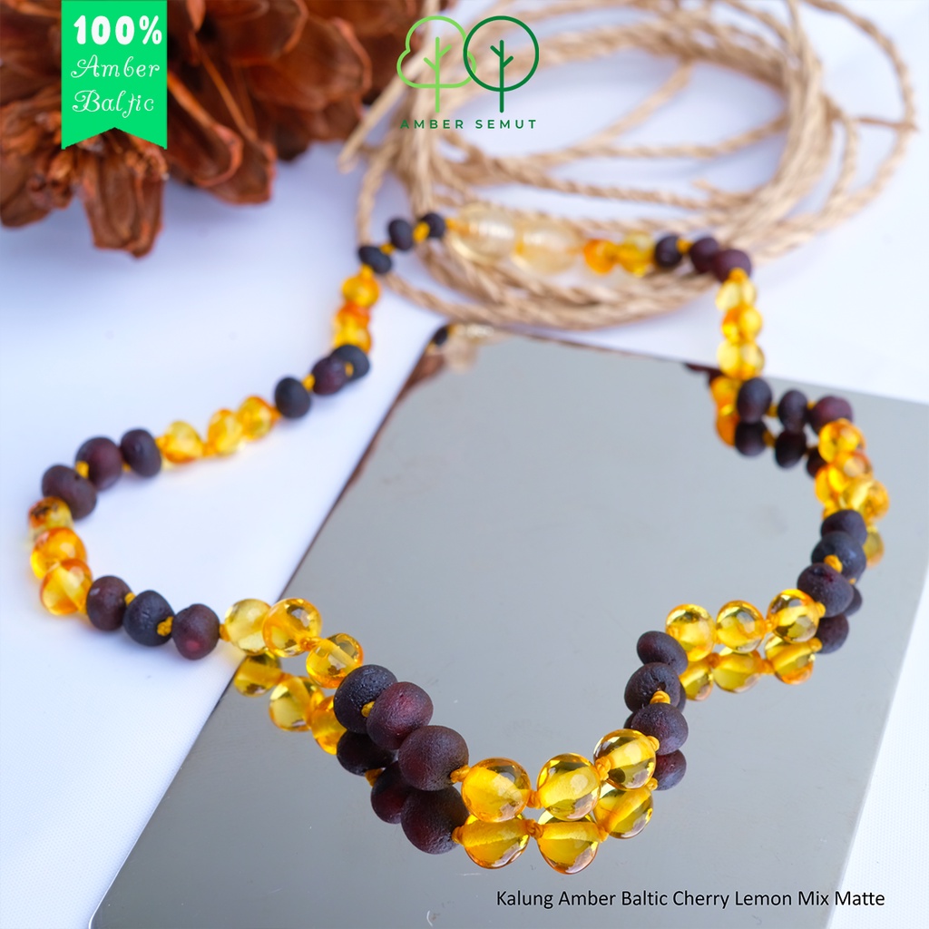 Kalung Amber Baltic Lemon Cherry Mix Matte Glossy by Amber Semut