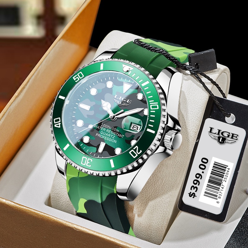 Jam Tangan Lelaki LIGE Watch Men Luxury Quartz Waterproof Luminous With Original Box