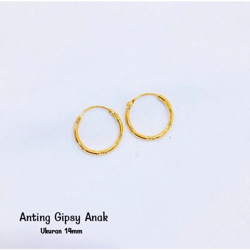 Anting Gipsy Anak Anting Bulat Model Emas 24k Anti Luntur Anti Karat