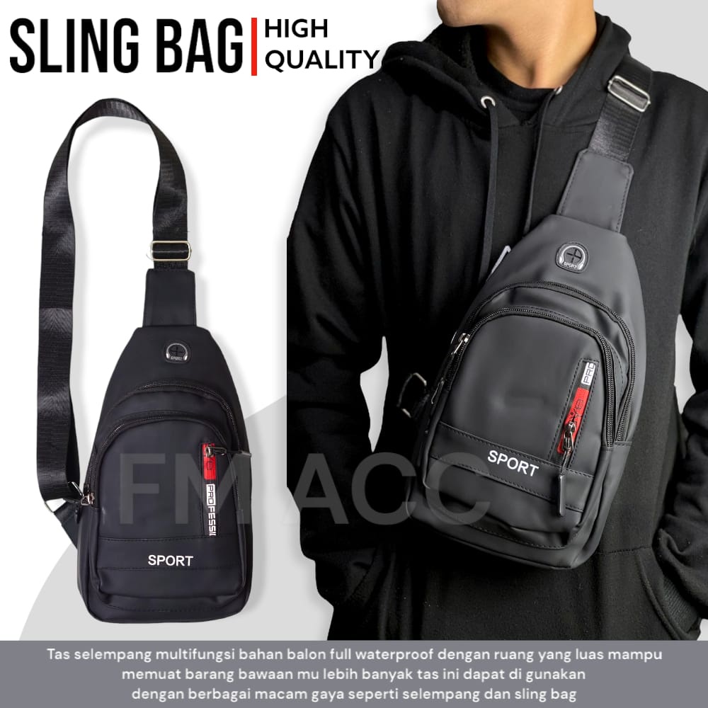 Tas Selempang Pria Wanita Sport Distro Multifungsi SlingBag Waistbag Dada Tas Punggung Selempang Material Balon Anti Air