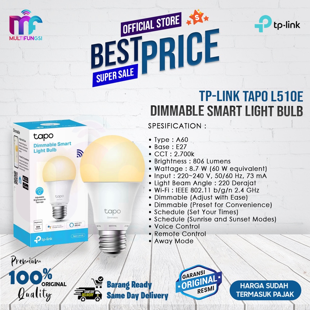 Tp-Link Tapo L510E Dimmable Smart Light Bulb