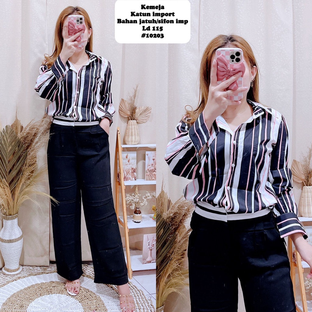 KEMEJA SIFON IMPORT KEKINIAN MOTIF VIRAL