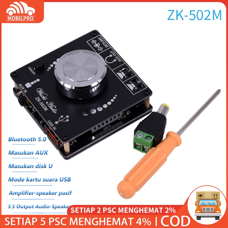 ZK-502M Audio Amplifier HiFi MINI Bluetooth-compatible 5.0 Power Audio Amplifier board 50WX2 Stereo AMP Amplificador Home Theater AUX USB Dual Channel Amplifier