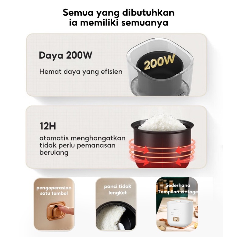 Rice Cooker Mini Gotama 200 Watt Desain Elegan Yype Jws66656B / Penanak Nasi 200 Watt Multifungsi &amp; Praktis