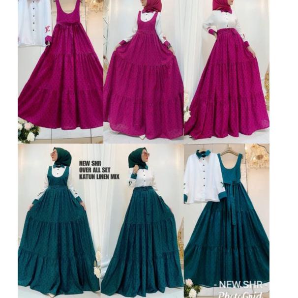 [ART. 462] READY  COD  New SHR ORI 100% DRESS MAXI OVERALL SET KATUN MIX CREPE SYAHIRA PREMIUM
