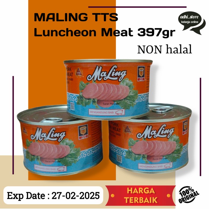 

TTS MALING CANNED PORK LUNCHEON MEAT 397GR ( NON HALAL )