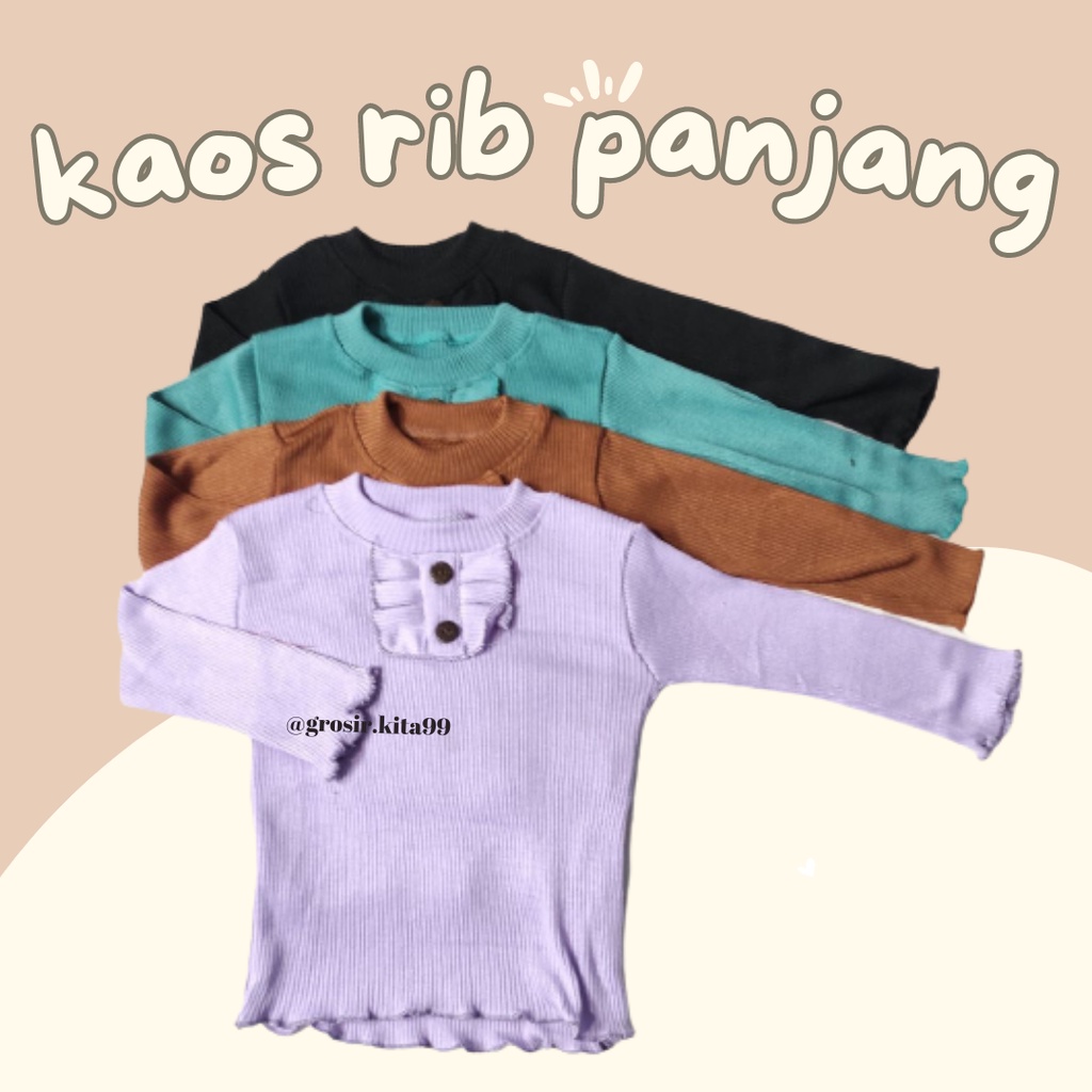 Kaos Rib Anak Perempuan Lengan Panjang Usia 1-3 Tahun