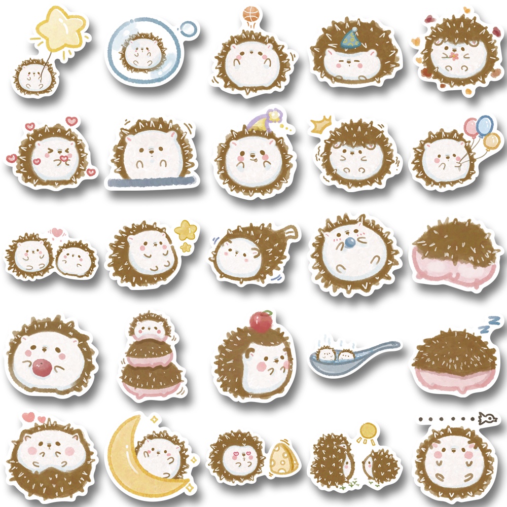 50pcs Hedgehog Cute Cartoon Waterproof Stickers Children's Funny Hand Account Water Cup Computer Decorative Decal