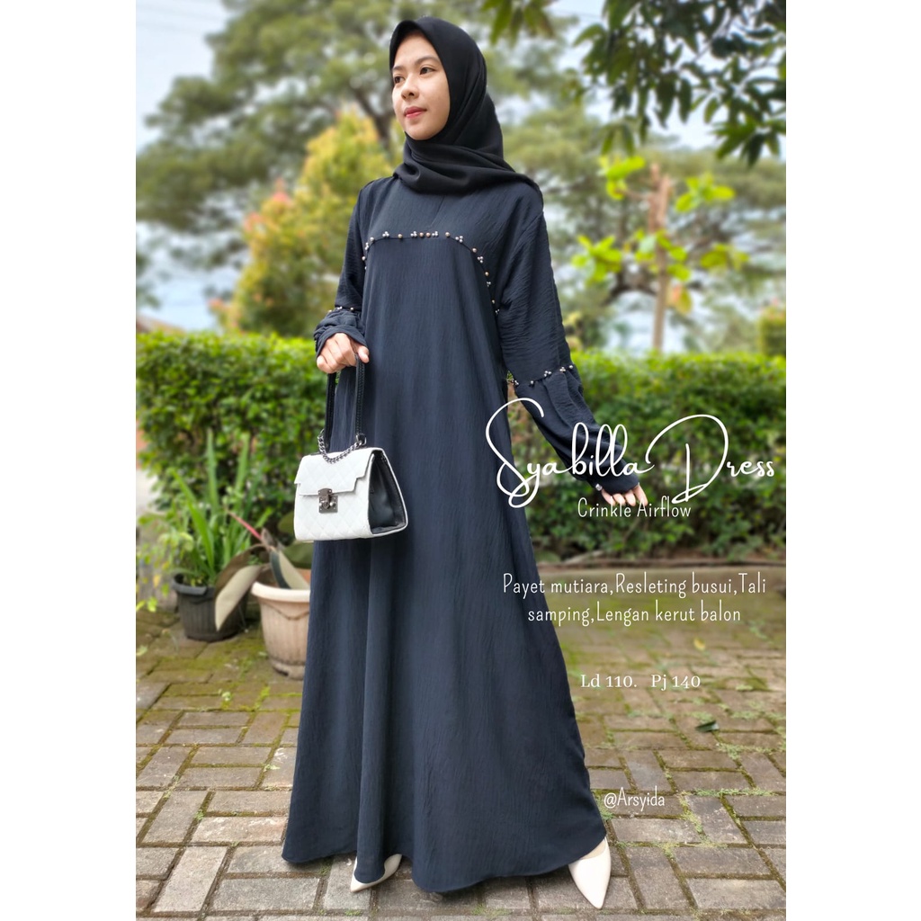 Gamis Nindy Crinkle Airflow Mutiara Premium Terbaru