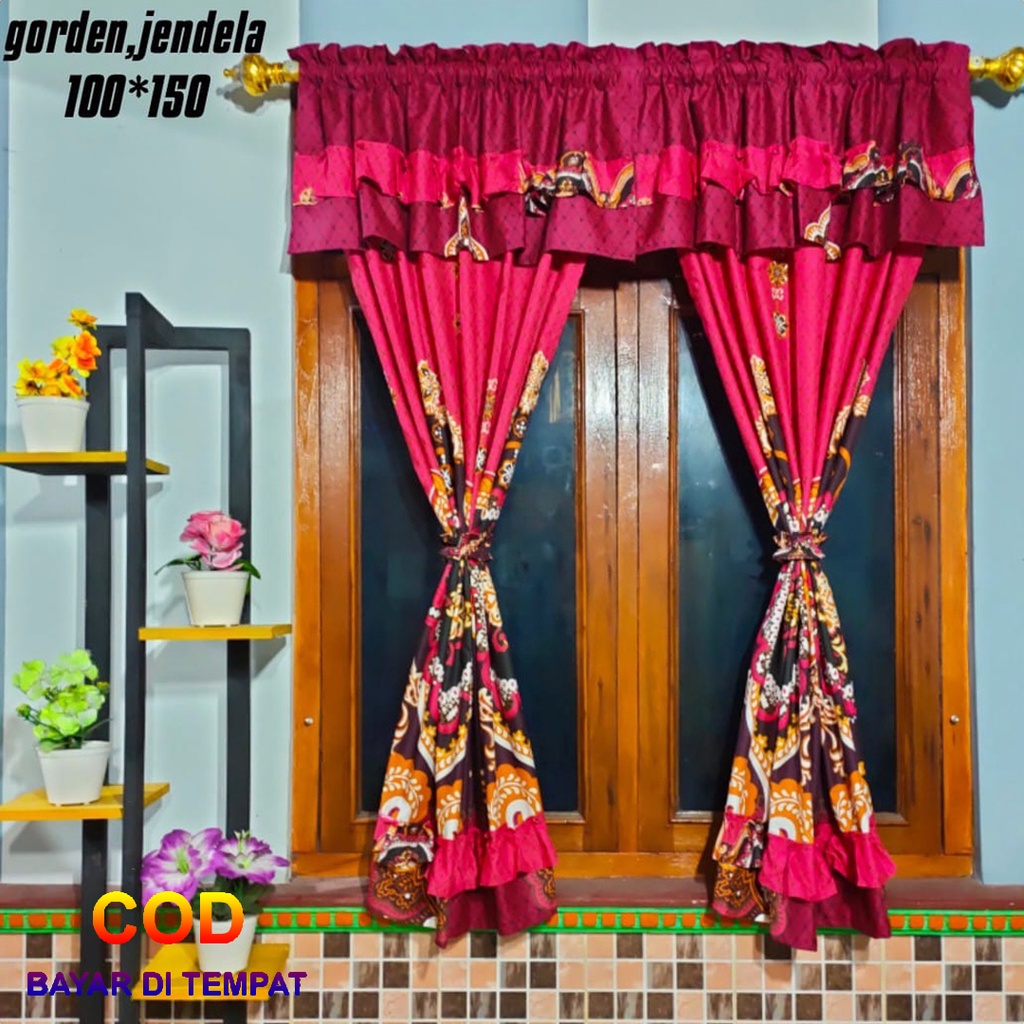 ✅COD Gorden Hordeng Jendela Minimalis 100x150 Rumbai Poni Aneka Motif Dan Warna Home Decor Dekor Dekorasi Hiasan Kamar Ruang Tamu Perlengkapan Rumah