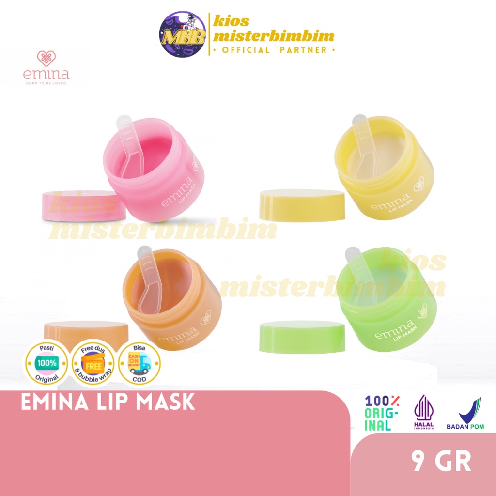 Emina Lip Mask Original Vanilla Pretzel Orange Squash Milky Matcha 9GR / Lip Care Perawatan Pelembab Bibir