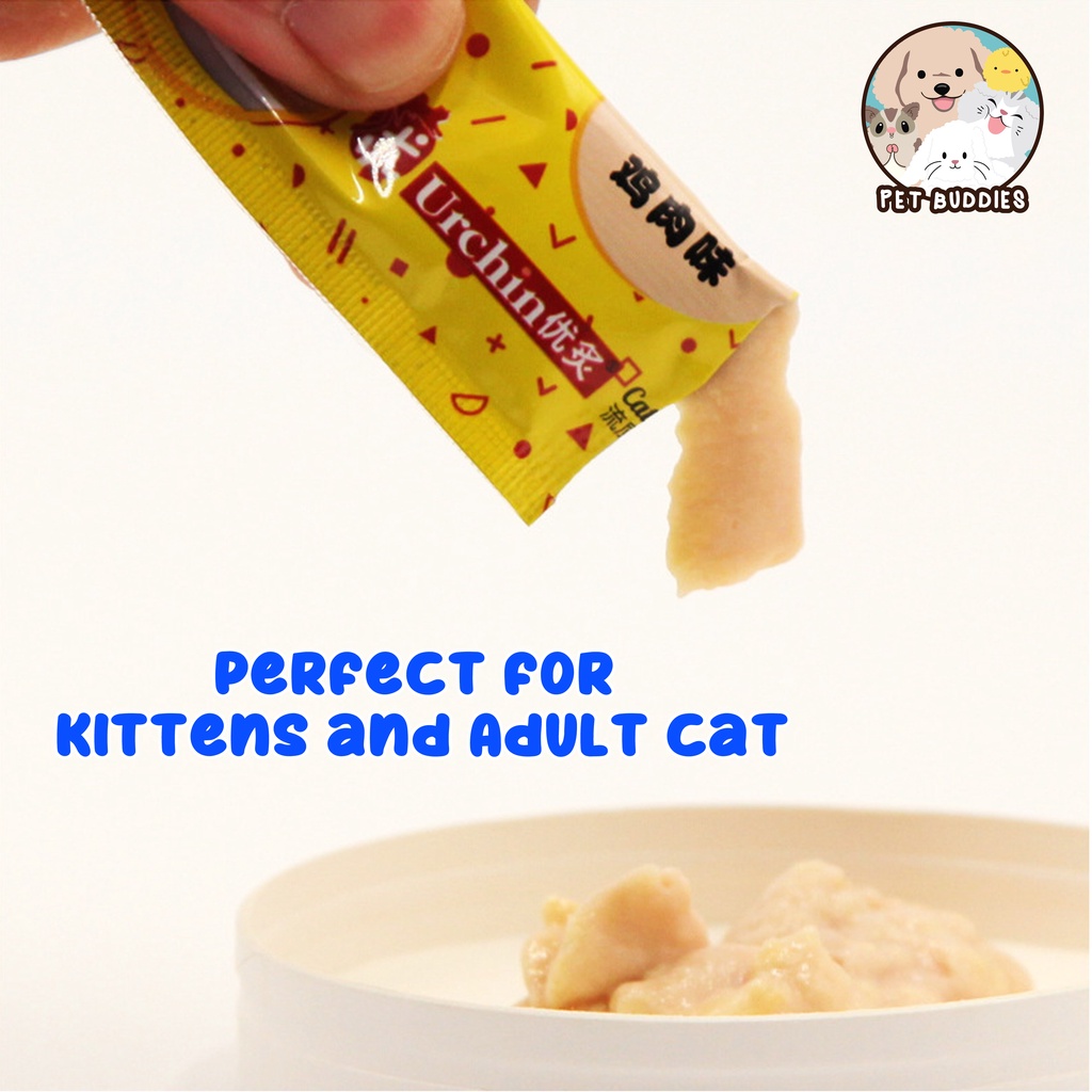 [FREE BONUS] Urchin Pet Strip Snack Makanan Basah Favorit Kucing Wetfood Cat Snack Creamy Treats