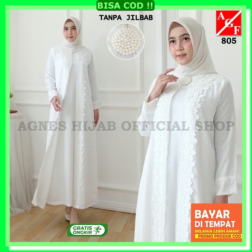 Kaftan Lebaran 2023 Mewah Gamis Baju Pesta Long Dress Wanita Murah Mus Agnes Baju Gamis Putih Wani