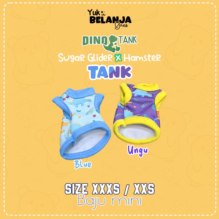 Baju Sugar Glider / Hamster Dino Tank Lucu Murah Banget bahan nyaman size XXS &amp; XXXS | Yuk Belanja Gaes