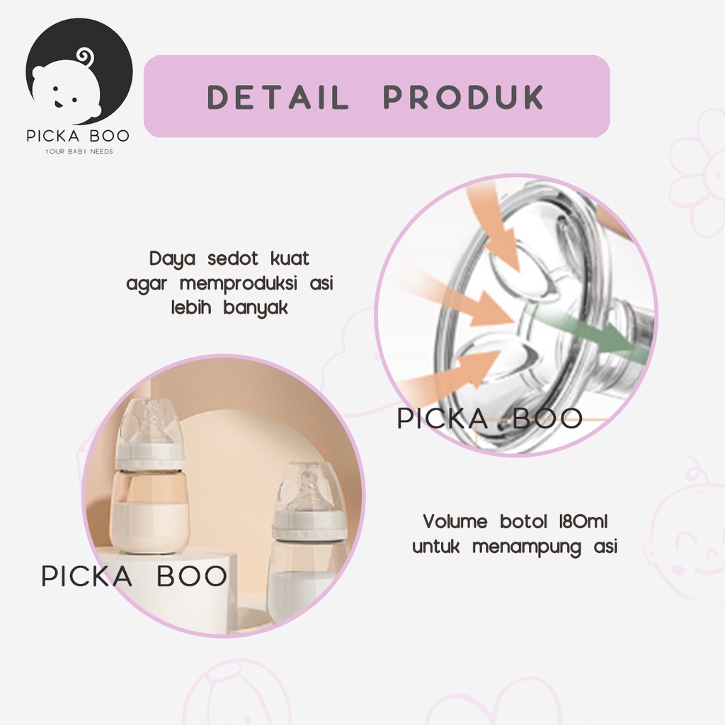 PICKA BOO Pompa ASI Portable Premium Terlaris  FREE Dot dan Kabel USB