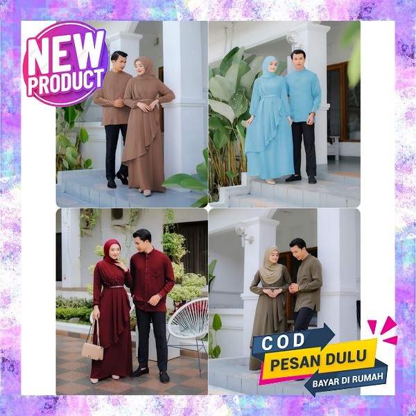 Baju Gamis Couple Muslim Pasangan Cuple Kapelan Keluarga Suami Istri Muslimah Remaja Najwa Caple Kon