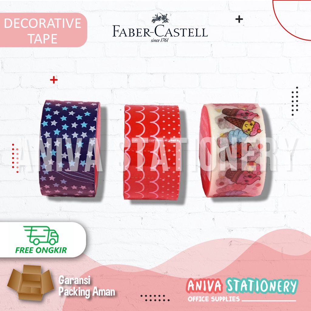 

FABER CASTELL SELOTIP ISOLASI MOTIF FANCY ASESORIS HIASAN UNIK GELAS BOX KARTON DECORATIVE PAPER TAPE 5M