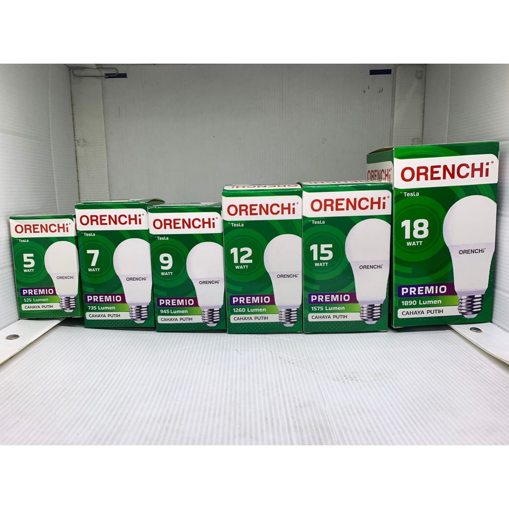 Lampu LED Orenchi Premio 5W 7W 9W 12W 15W 18W Bohlam LED Cahaya Putih by Tesla